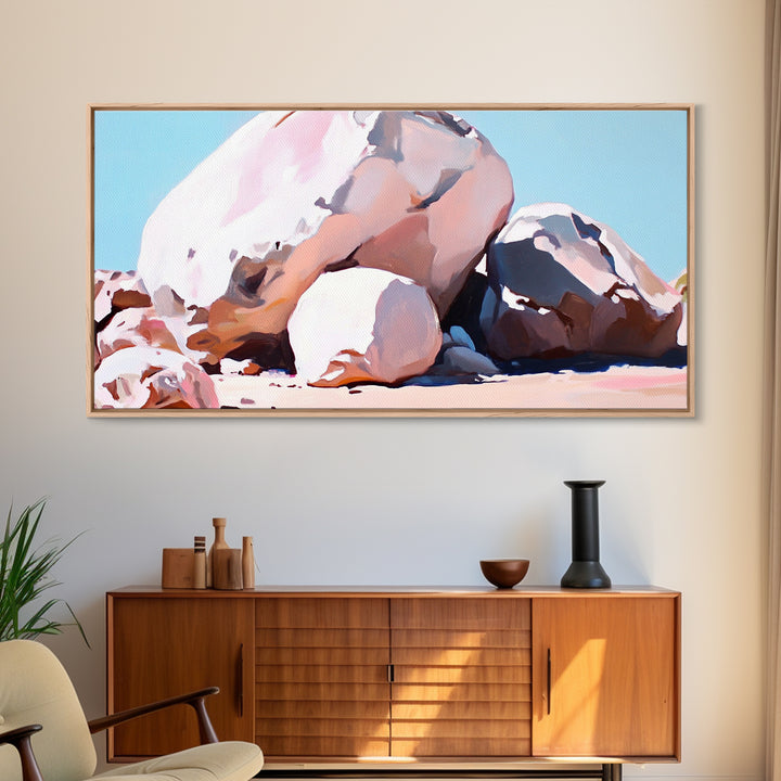 Rock Formations, Desert Landscape, Warm Neutrals, Canvas Print, Bohemian Wall Art, Modern Minimalist Decor, Earthy Tones, Bedroom Wall Art