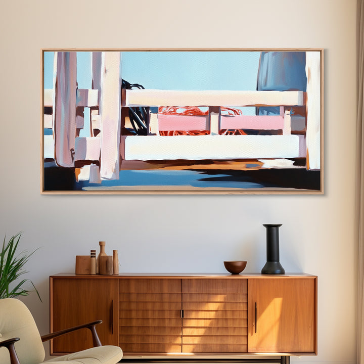 Boardwalk by the Beach, Coastal Landscape Print, Seaside Home Decor, Nautical Beach House, Minimalist Summer Art, Living Room Canvas Print