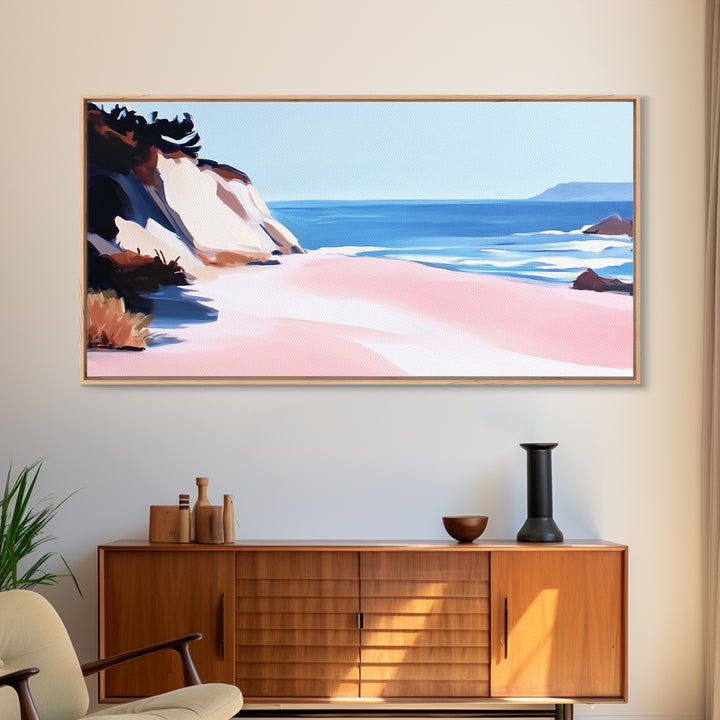 Coastal Escape, Ocean Waves, Seaside Serenity, Framed Canvas Print, Beach House Decor, Minimalist Art, Bedroom Wall Art, Nautical Print