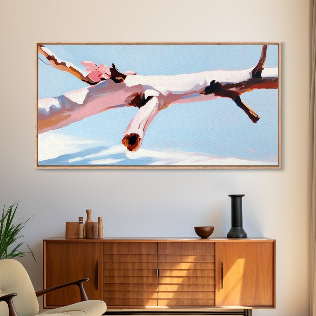 Branch Harmony, Nature Abstract, Earthy Tones, Framed Canvas Print, Bohemian Wall Art, Botanical Decor, Cozy Home Accent, Neutral Artwork