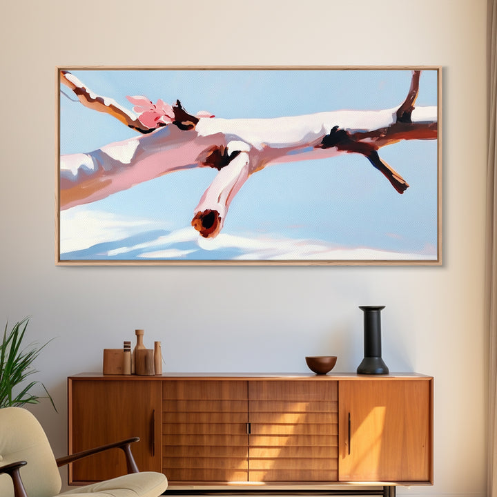 Branch Harmony, Nature Abstract, Earthy Tones, Framed Canvas Print, Bohemian Wall Art, Botanical Decor, Cozy Home Accent, Neutral Artwork