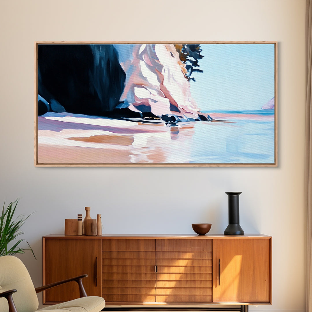 Coastal Cliffside, Ocean View Art, Seaside Landscape, Beach Getaway, Modern Coastal Decor, Nature Scene, Canvas Print, Living Room