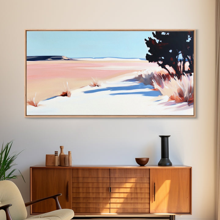 Desert Pathway, Minimalist Landscape Art, Warm Pastel Print, Earthy Aesthetic, Rustic Wall Decor, Bedroom Art, Canvas Print