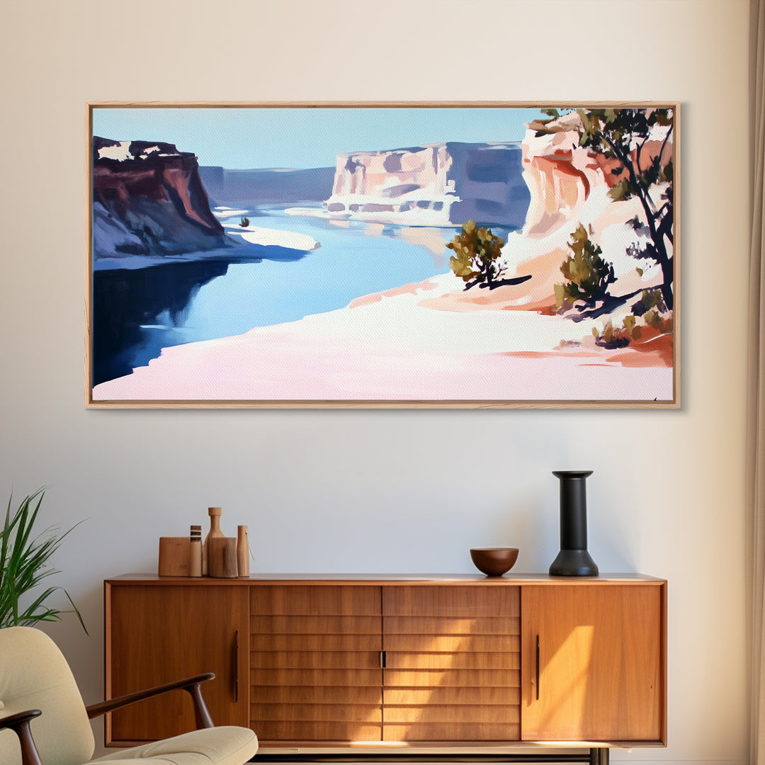 Desert River, Southwest Landscape, Canvas Print, Boho Wall Art, Nature Painting, Earthy Home Decor, Western Art, Office Wall Art