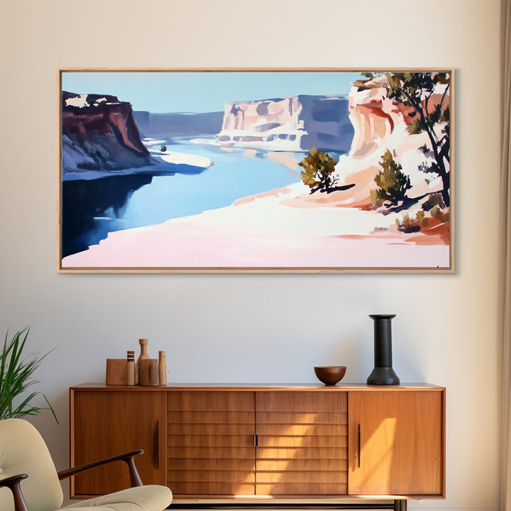 Desert River, Southwest Landscape, Canvas Print, Boho Wall Art, Nature Painting, Earthy Home Decor, Western Art, Office Wall Art