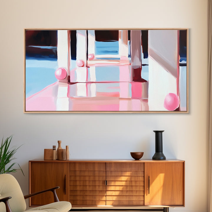 Dockside Reflections, Coastal Living Art, Minimalist Waterscape, Serene Harbor Scene, Nautical Theme, Canvas Print, Office Wall Art