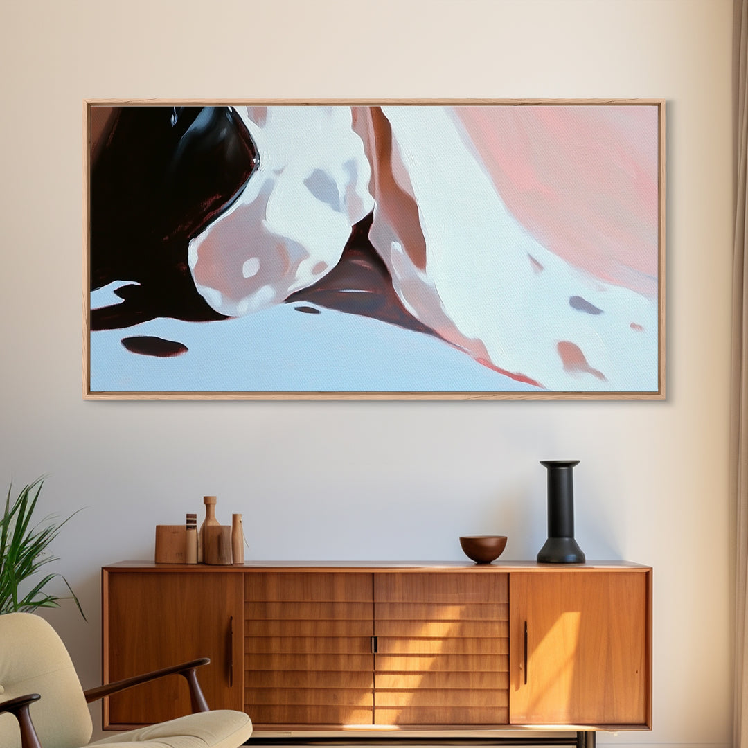 Close Up, Abstract Soft Art, Dreamy Minimalist Painting, Pastel Blue and Pink, Aesthetic Wall Decor, Neutral Modern Art, Canvas Print