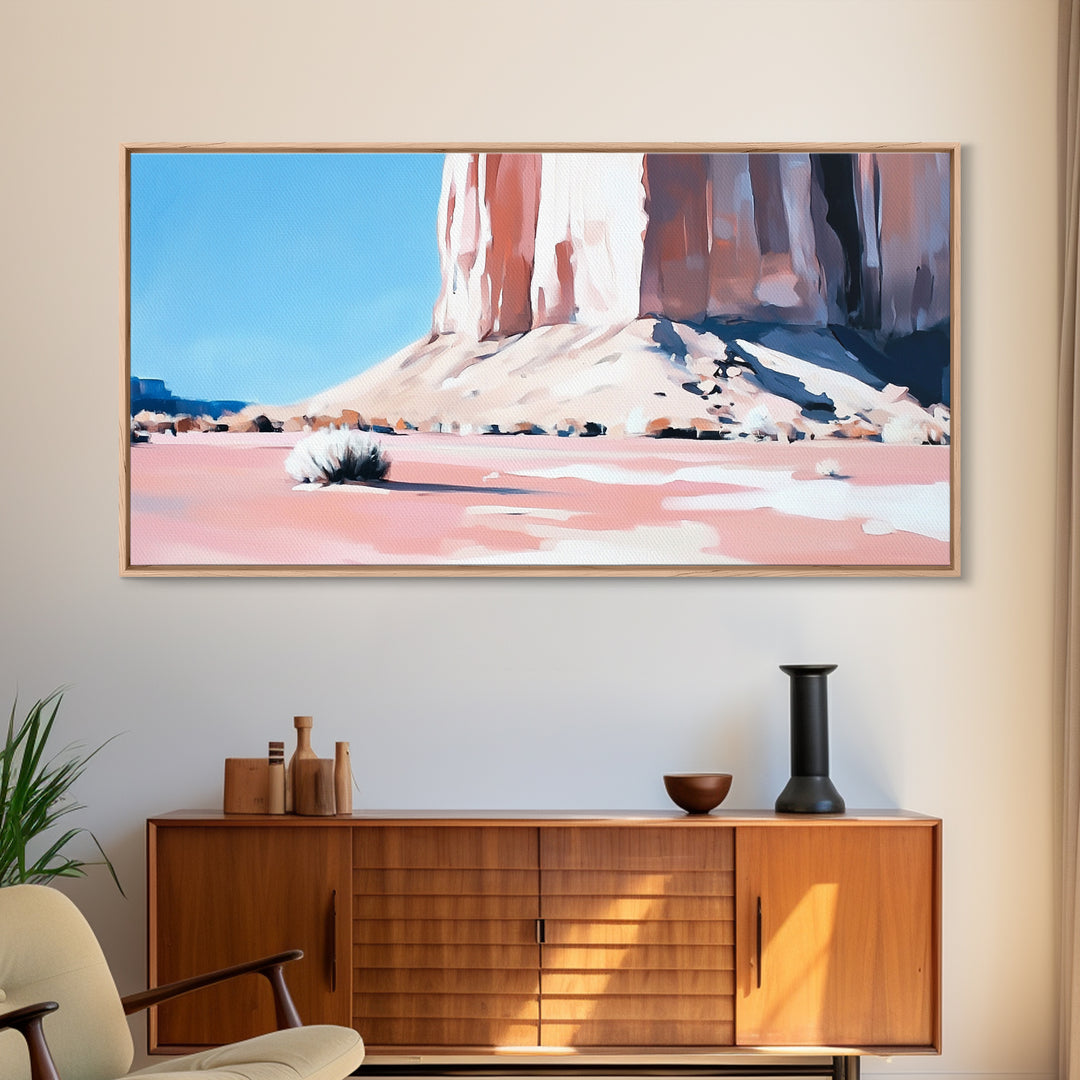 Desert Rock, Monument Valley, Southwestern Art, Minimalist Landscape, Earthy Wall Art, Rustic Home Decor, Framed Canvas Print, Modern Western