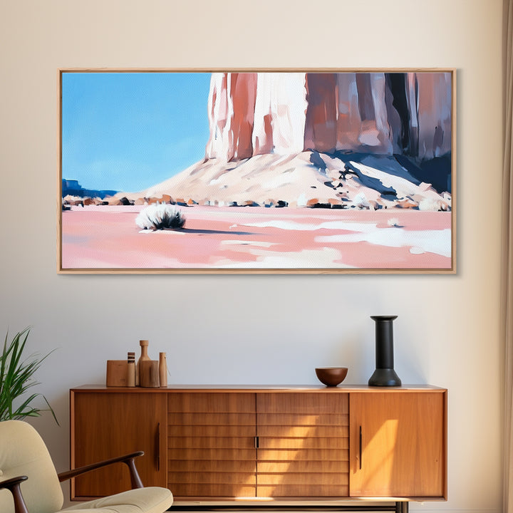 Desert Rock, Monument Valley, Southwestern Art, Minimalist Landscape, Earthy Wall Art, Rustic Home Decor, Framed Canvas Print, Modern Western