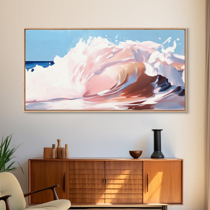 Pastel Wave, Abstract Ocean, Coastal Home Art, Modern Nautical Decor, Minimalist Seascape, Beach House Wall Art, Canvas Print, Calming Blue