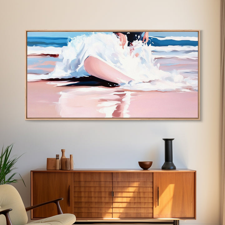 Ocean Splash, Surfer Art, Beach Wall Decor, Canvas Print, Coastal Home Art, Minimalist Wave Painting, Modern Beach House Wall Art