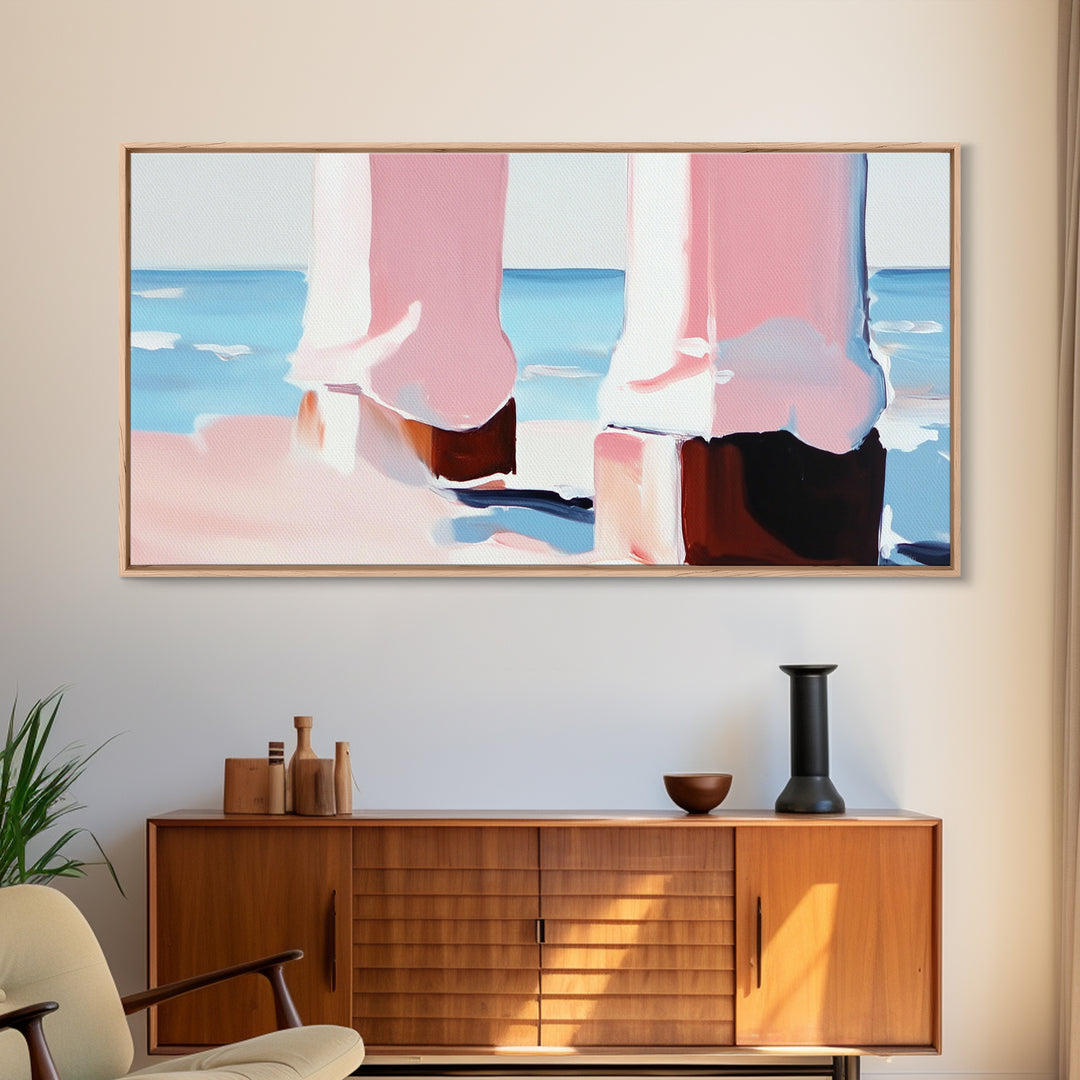 Coastal Pier, Beachside Serenity, Nautical Theme, Ocean Blue Artwork, Minimalist Coastal Art, Tranquil Scene, Canvas Print, Entryway