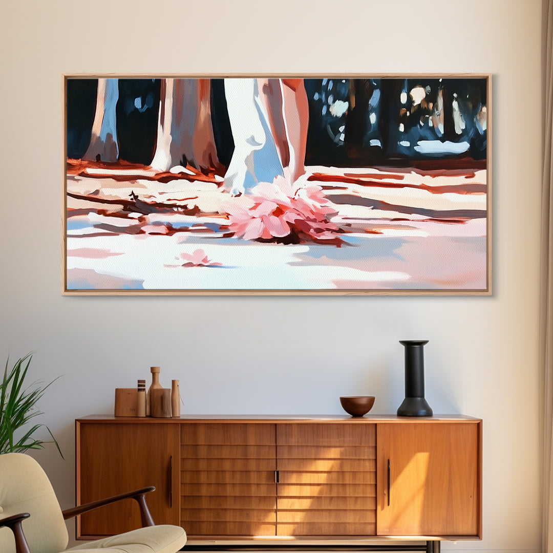 Blush Wedding, Romantic Art, Framed Canvas Print, Elegant Wall Decor, Feminine Painting, Modern Bedroom Art, Minimalist Aesthetic