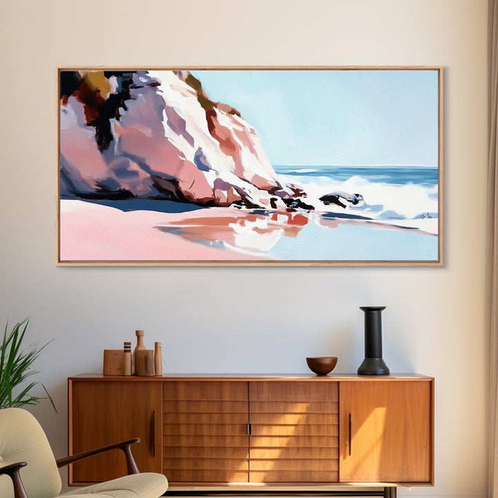 Coastal Cliffs, Ocean Waves, Beach Landscape, Wall Art, Canvas Print, Living Room Art, Modern Seascape, Blue Wall Decor, Nautical Art