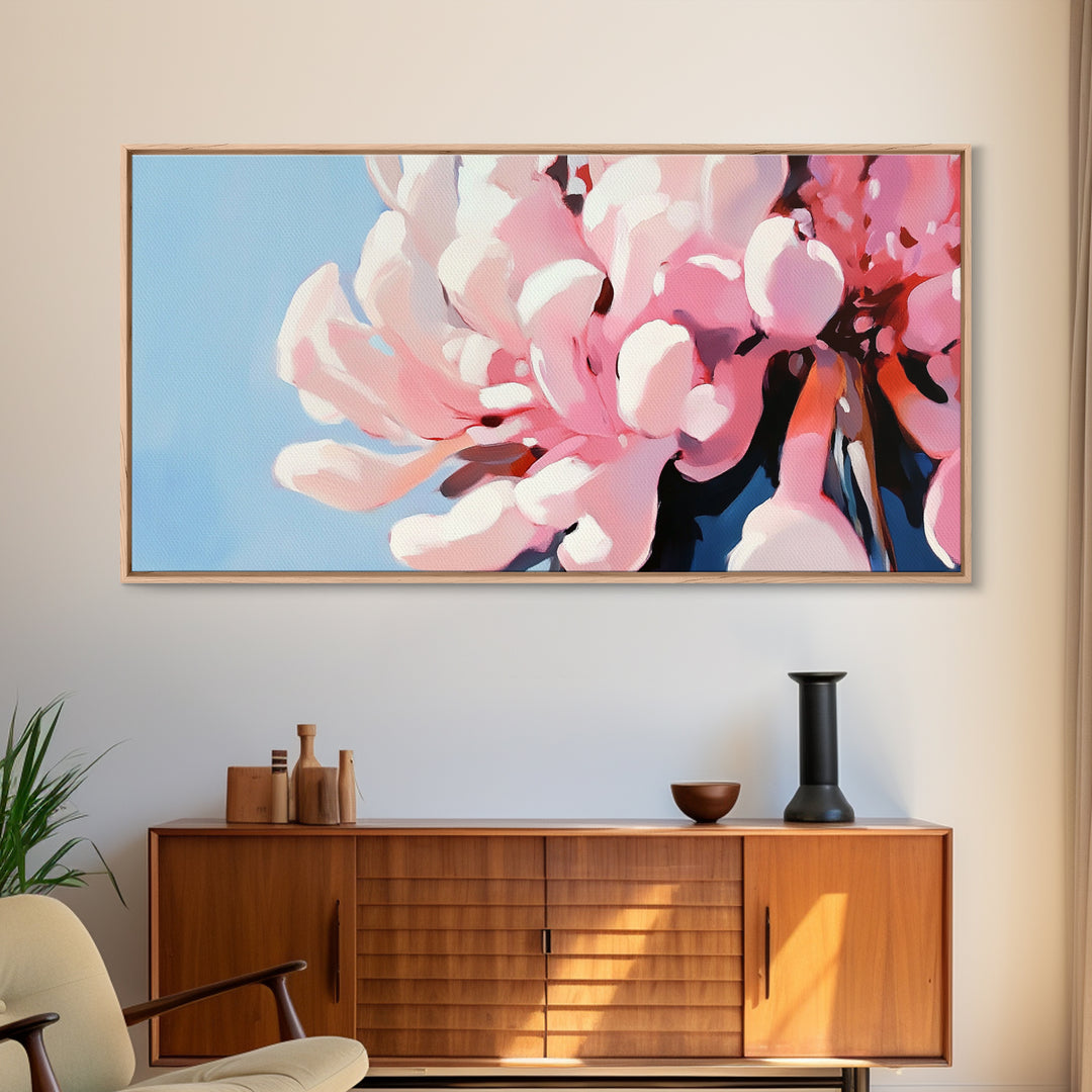 Blooming Flowers, Pink Petals, Floral Print, Modern Art, Framed Canvas Print, Bedroom Wall Art, Feminine Decor, Abstract Flowers