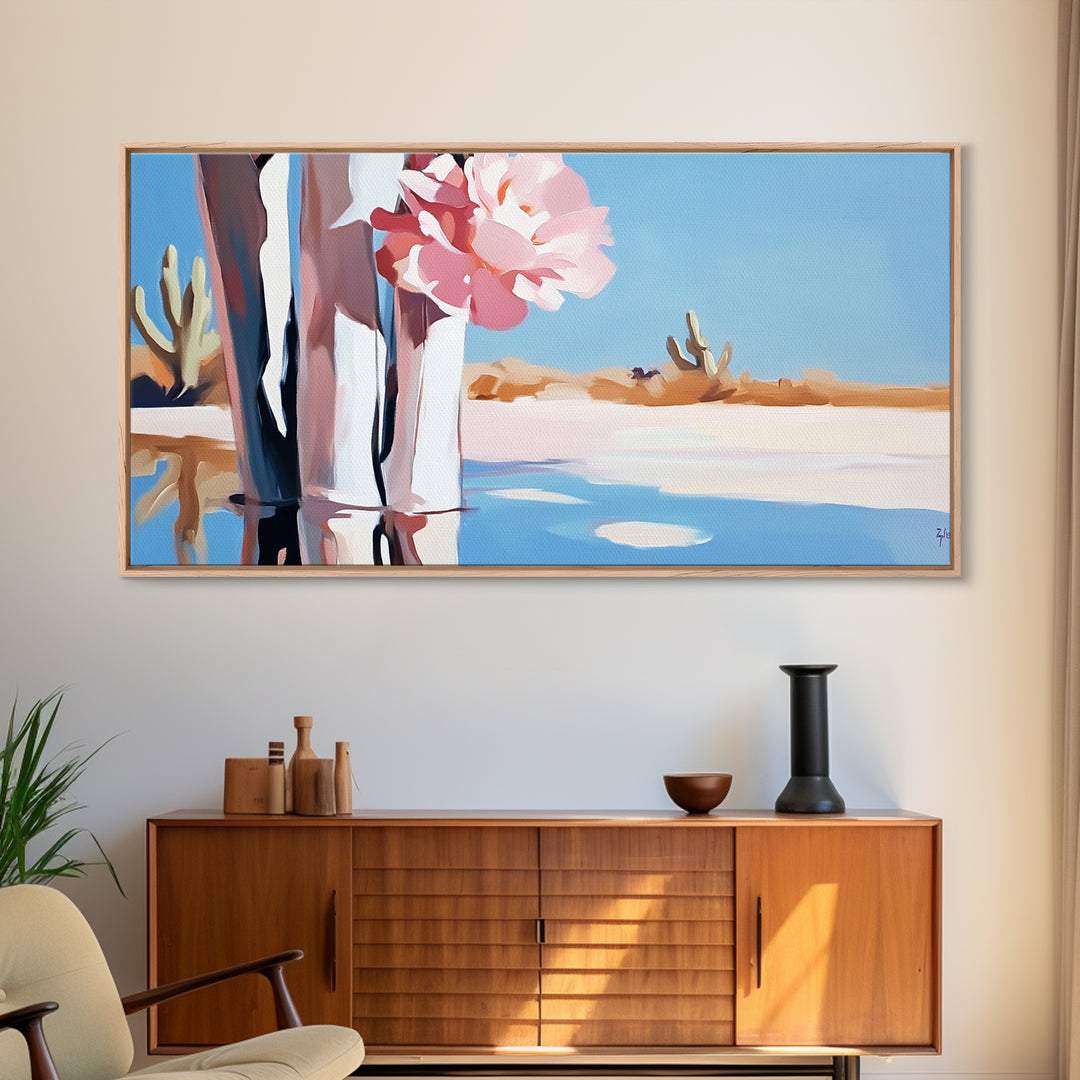 Cactus Blooms, Desert Flowers, Southwestern Serenity, Canvas Print, Floral Art, Pastel Tones, Nature Wall Art, Boho Decor, Minimalist Aesthetic