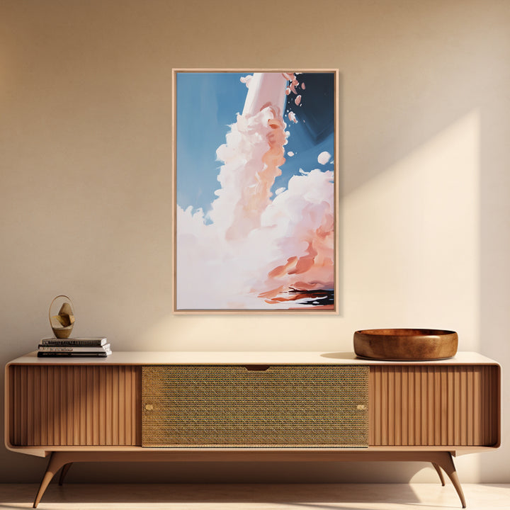 Rocket Launch, Space Exploration, Sci-Fi Aesthetic, Framed Canvas Print, Office Wall Art, Futuristic Home Decor, Astronaut Inspired