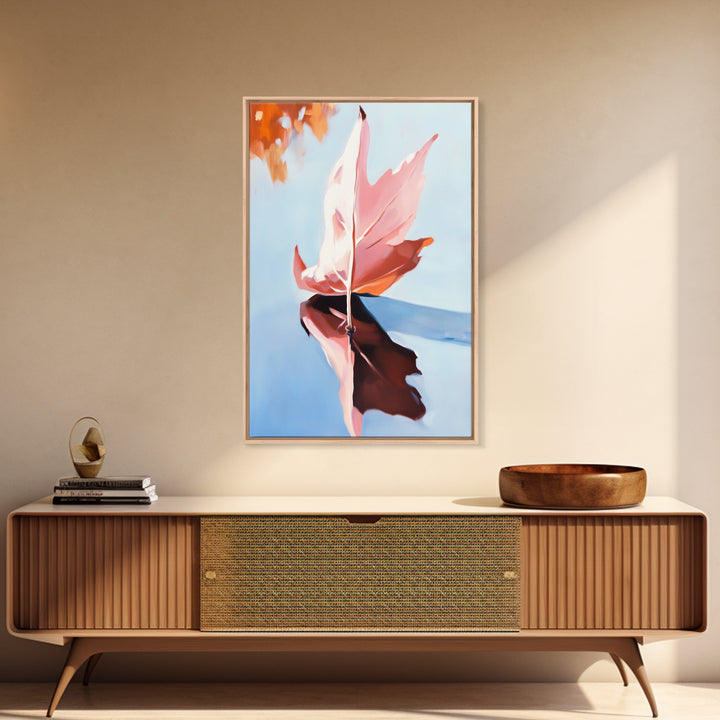 Autumn Leaf, Fall Reflection, Nature Art, Seasonal Wall Decor, Framed Canvas Print, Fall Art, Living Room Print, Cozy Wall Art