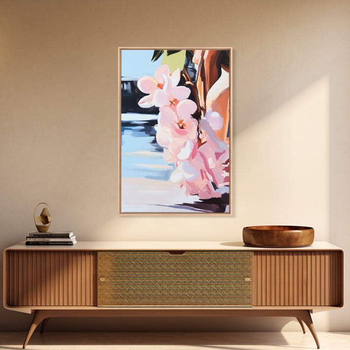 Blossoms, Floral, Nature, Water, Canvas Print, Botanical Wall Art, Feminine Aesthetic, Soft Pastel Decor, Spring Wall Hanging, Living Room Art
