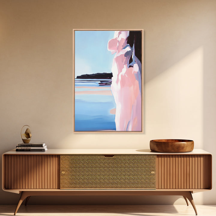 Beach Cliff, Coastal Landscape, Seascape Painting, Canvas Print, Modern Wall Art, Ocean Decor, Minimalist Art, Living Room Wall Art