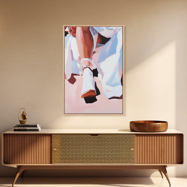 Ballet Shoes, Feminine Art, Elegant Decor, Fashion Print, Framed Canvas Print, Modern Wall Art, Soft Aesthetic, Romantic Artwork