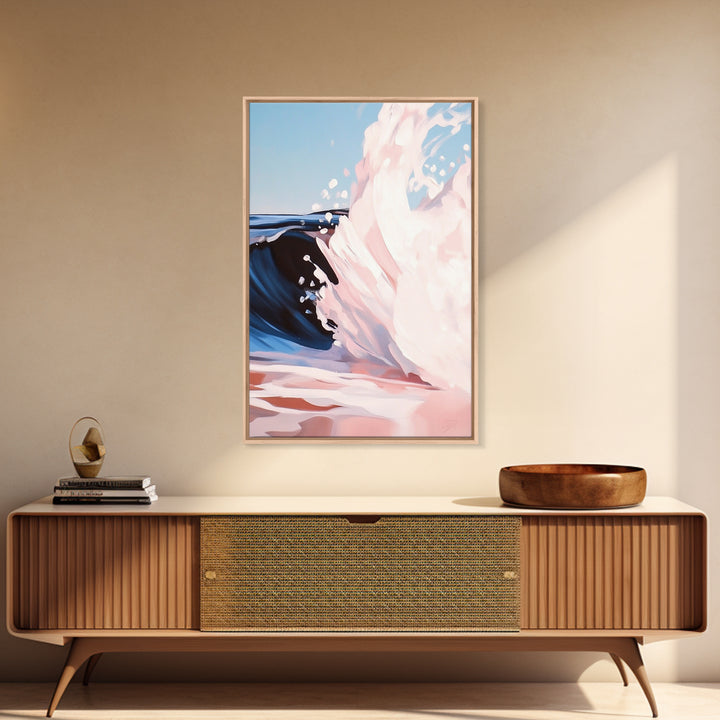 Ocean Wave Painting, Coastal Beach Art, Abstract Water Scene, Framed Canvas Print, Modern Nautical Decor, Living Room Wall Art, Boho Art
