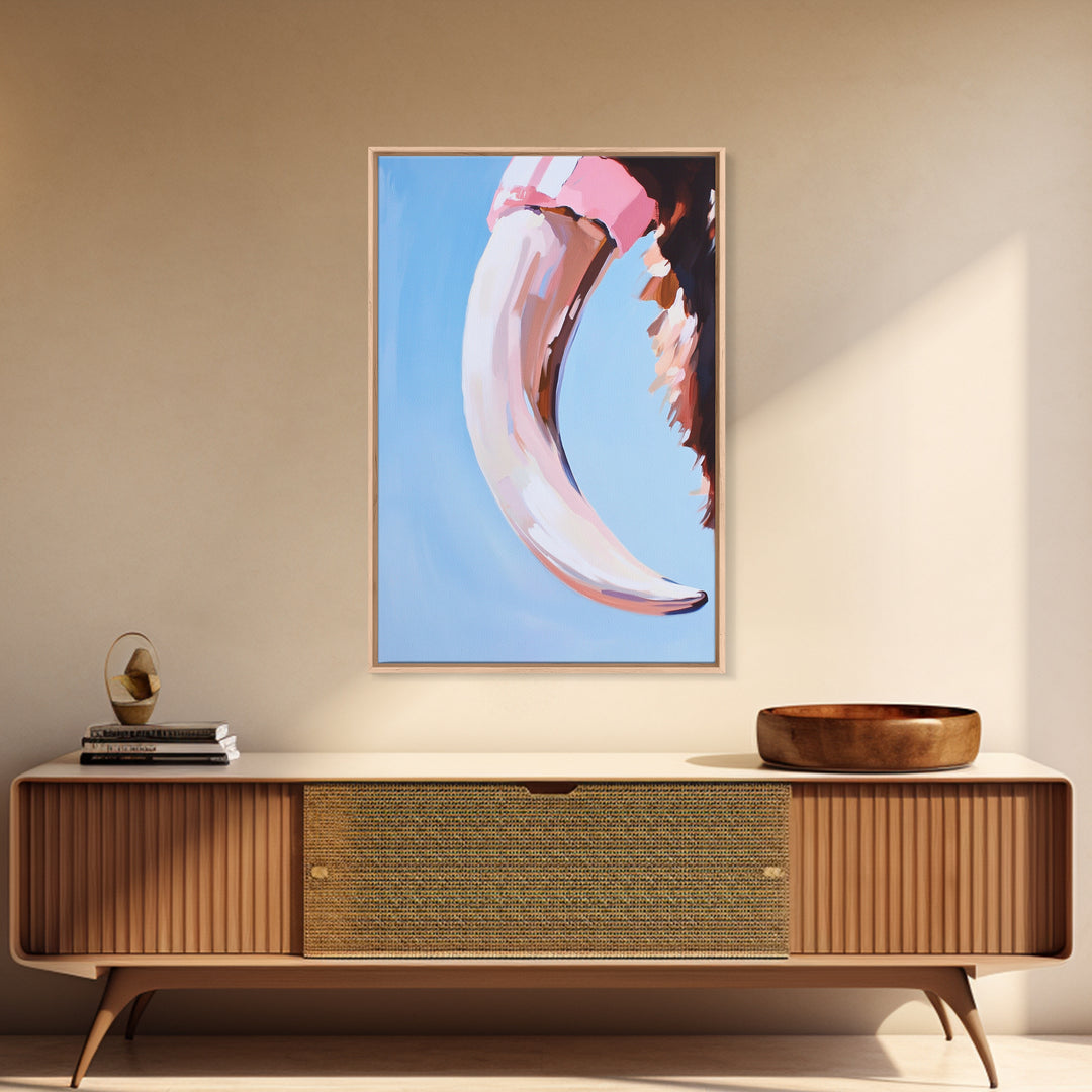 Buffalo Horn, Western Decor, Rustic Art, Cowboy Wall Art, Framed Canvas Print, Boho Style, Minimalist Animal Art, Neutral Aesthetic