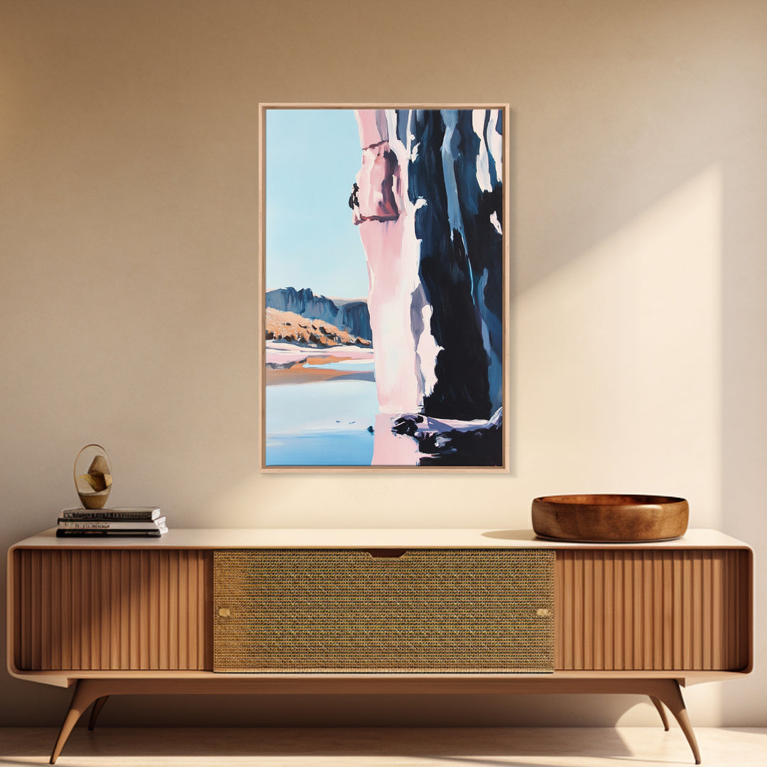 Canyon Cliff, Nature Print, Desert Landscape, Travel Wall Art, Framed Canvas Print, Boho Decor, Southwest Aesthetic, Modern Minimalism