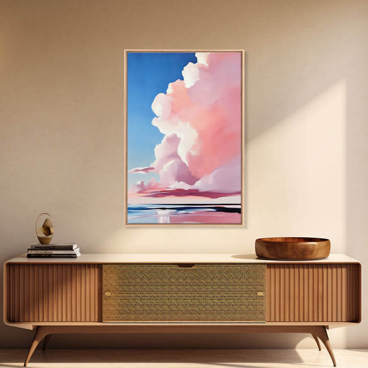 Cloudscape, Sky Painting, Dreamy Wall Art, Minimalist Home Decor, Pastel Sky, Framed Canvas Print, Sunset Clouds, Serene Aesthetic