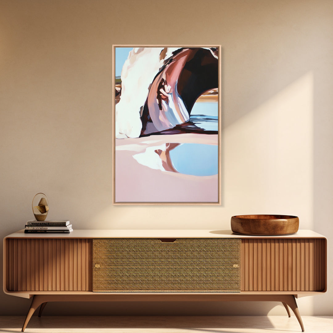 Desert Arch, Dreamy Reflection, Surreal Landscape, Boho Wall Art, Nature Inspired, Earthy Decor, Framed Canvas Print, Bedroom