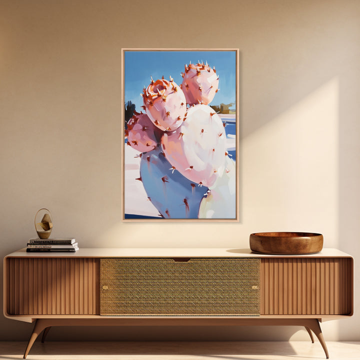 Cactus Bloom, Southwest Decor, Desert Art, Succulent Painting, Nature Inspired, Earthy Tones, Framed Canvas Print, Bedroom