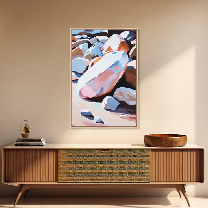 Mystic Cliffside, Surreal Landscape, Nature Aesthetic, Modern Wall Decor, Soft Pastels, Dreamy Art, Framed Canvas Print, Hallway