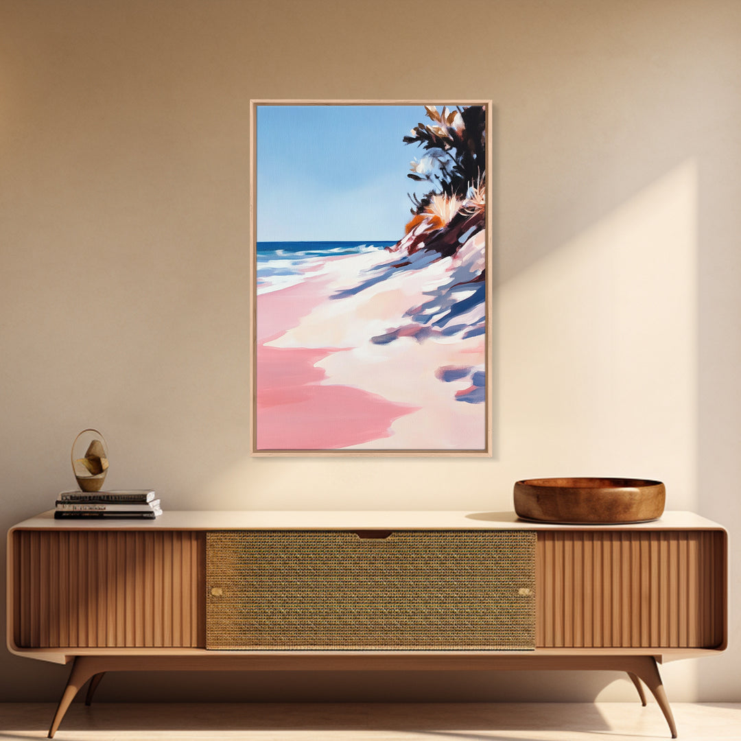 Coastal Waves, Summer Beach Art, Ocean Seascape Painting, Framed Canvas Print, Nautical Wall Art, Living Room Decor, Beach House Artwork