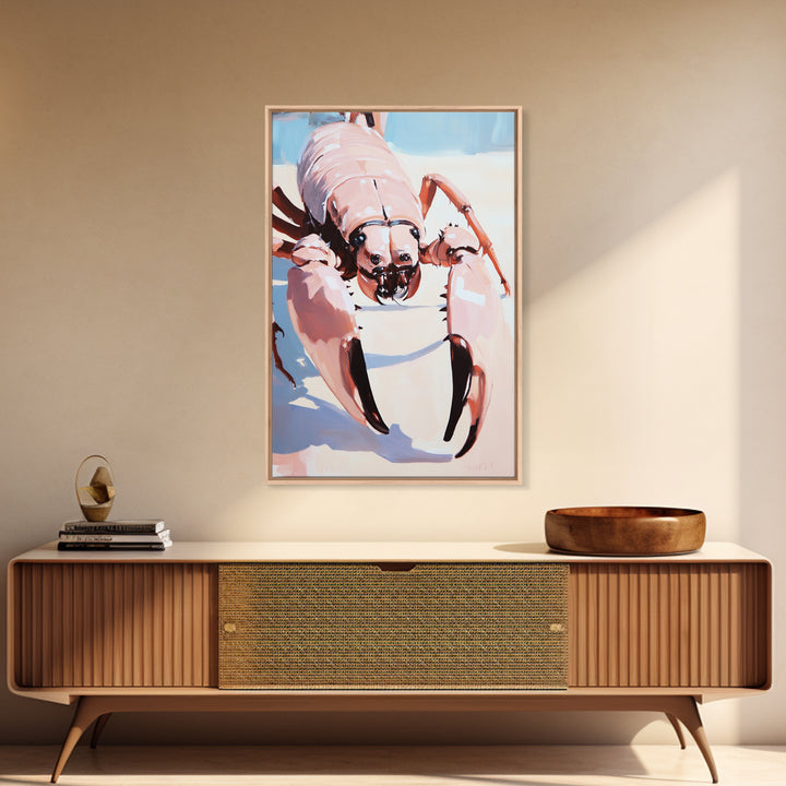 Crab Art, Coastal Nautical, Beach House Decor, Framed Canvas Print, Ocean Wall Art, Modern Minimalist Painting, Kitchen Wall Decor