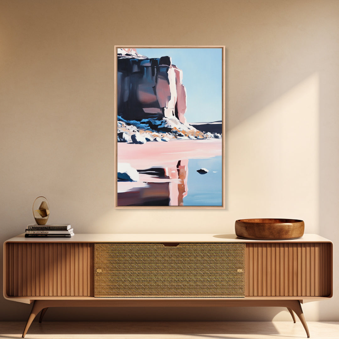 Canyon Reflection, Desert Landscape, Modern Southwest, Nature Wall Art, Framed Canvas Print, Earthy Tones, Office Decor, Boho Aesthetic
