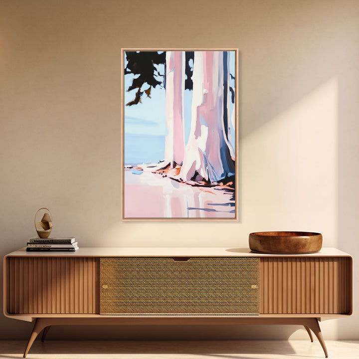 Birch Trees, Modern Forest Art, Minimalist Nature Painting, Cozy Cabin Wall Decor, Framed Canvas Print, Scandinavian Home Aesthetic