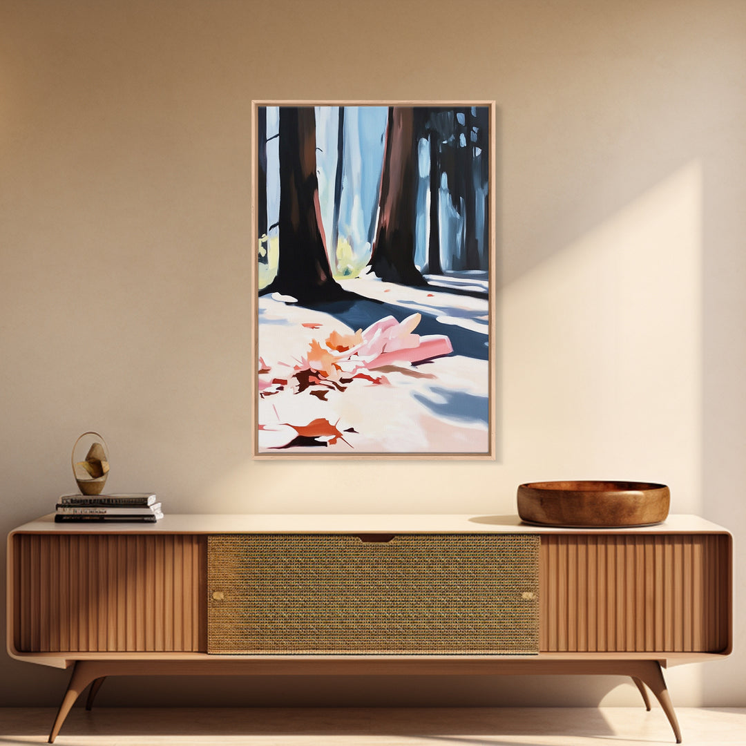 Autumn Forest, Fall Leaves, Cozy Aesthetic, Seasonal Art, Rustic Decor, Warm Tones, Nature Painting, Canvas Print, Living Room Wall Art