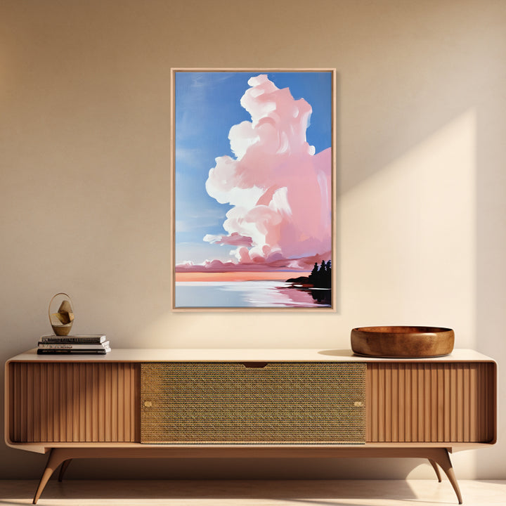 Pink Clouds, Sunset Sky, Dreamy Wall Art, Romantic Painting, Pastel Decor, Soft Aesthetic, Nature Inspired, Canvas Print, Bedroom Art