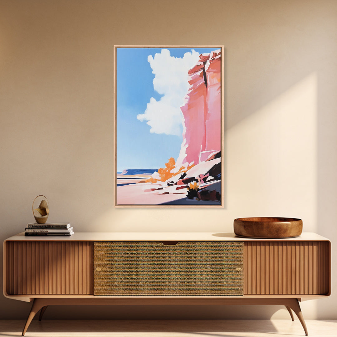 Canyon Landscape, Desert Wall Art, Warm Earth Tone Painting, Western Home Decor, Framed Canvas Print, Modern Rustic Wall Art