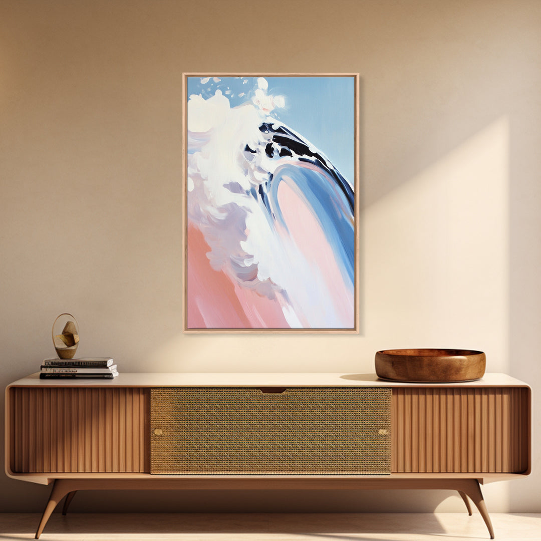 Ocean Curl, Surfer Wave Art, Framed Canvas Print, Beach House Decor, Coastal Painting, Summer Vibes Artwork, Minimalist Seascape