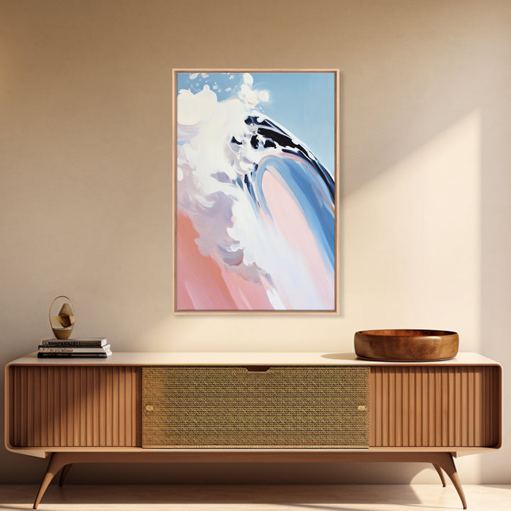 Ocean Curl, Surfer Wave Art, Framed Canvas Print, Beach House Decor, Coastal Painting, Summer Vibes Artwork, Minimalist Seascape