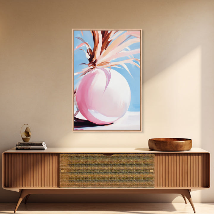 Desert, Palm Tree, Abstract, Framed Canvas Print, Earthy Tones Wall Art, Modern Southwest Decor, Stylish Living Room Art, Trendy Design