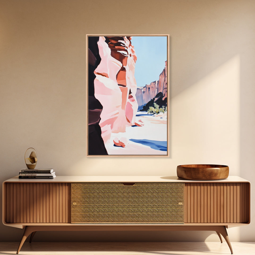 Desert Canyon, Red Rock Art, Southwest Landscape Print, Framed Canvas Print, Nature Lover Gift, Rustic Western Home Decor