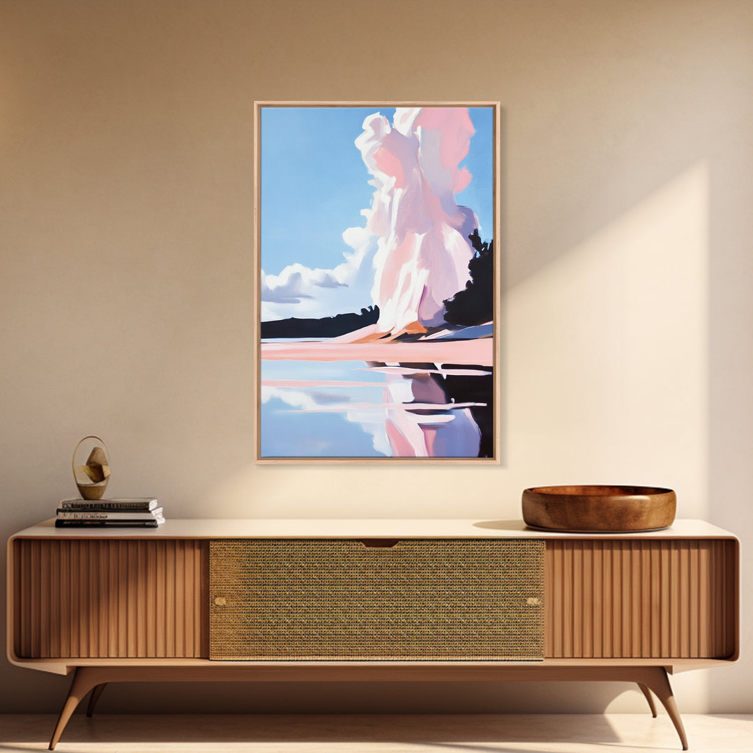 Cloud Reflection, Sky and Water Art, Dreamy Seascape Print, Framed Canvas Print, Serene Coastal Decor, Modern Nature Artwork