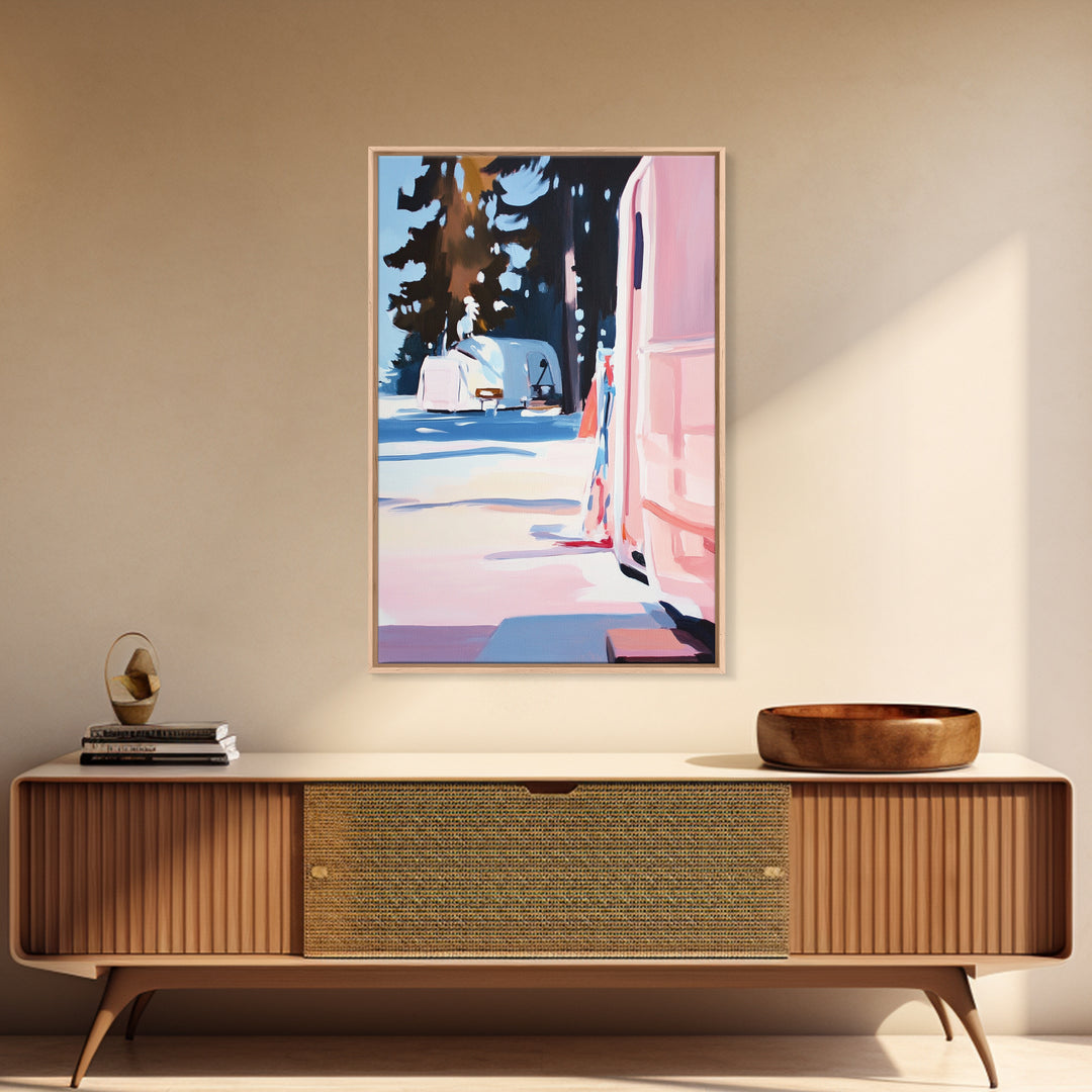 Camper Life, Forest Retreat, Cozy Camping, Canvas Print, Outdoor Adventure, RV Decor, Travel Lover Art, Scenic Nature Painting