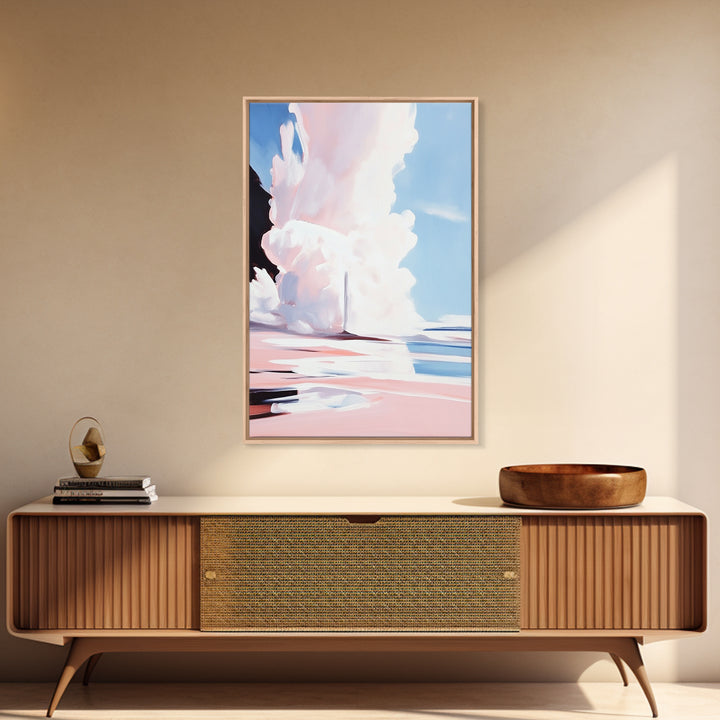 Pink Clouds, Sky Art, Dreamy Landscape, Serene Wall Decor, Blue and Pink Painting, Framed Canvas Print, Office Decor, Aesthetic Gift