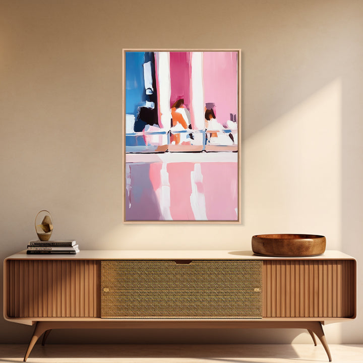 Abstract Reflection, Pink and Blue Art, Contemporary Wall Decor, Canvas Print, Modern Interior Design, Aesthetic Home Styling