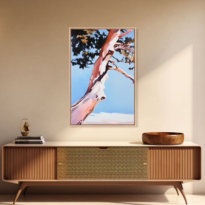 Abstract Tree Art, Modern Landscape Painting, Contemporary Earthy Decor, Minimalist Nature Print, Framed Canvas Print, Office Wall Art