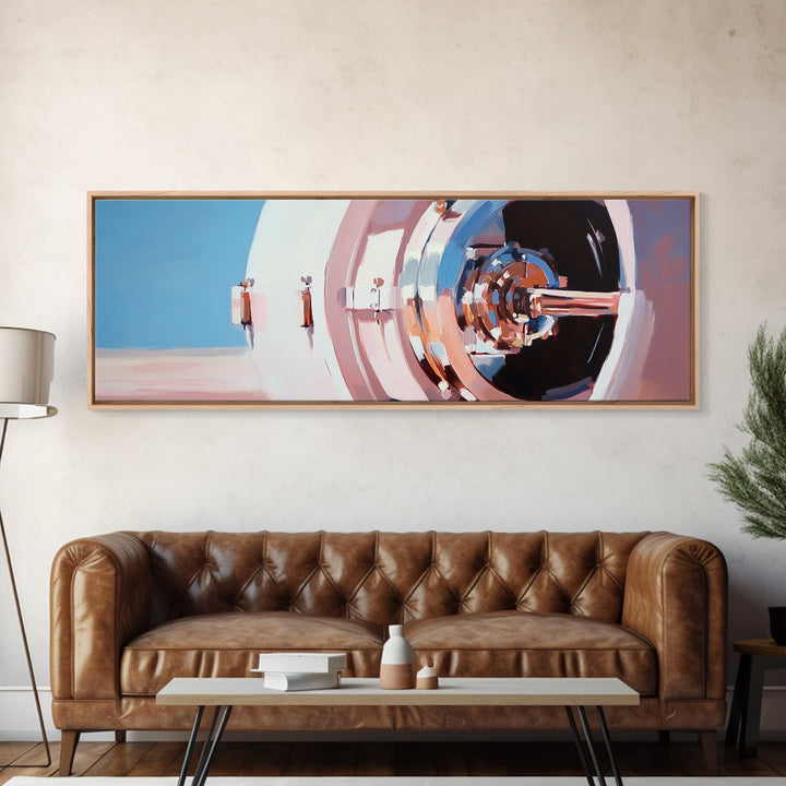 Bank Vault, Industrial Decor, Metallic Wall Art, Framed Canvas Print, Steampunk Aesthetic, Modern Office Artwork, Unique Home Decor