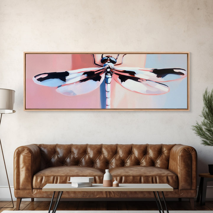 Dragonfly, Framed Canvas Print, Nature Wall Art, Pastel Aesthetic, Boho Artwork, Elegant Home Decor, Insect Painting, Minimalist Art